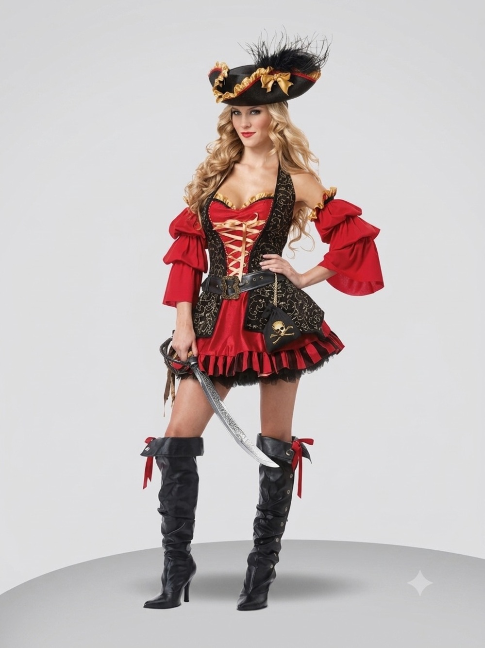 California Costumes Red and Black Spanish Pirate Women's Costume Dress